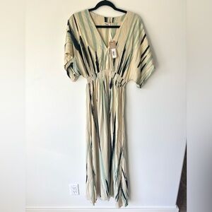 Khush Maxi Poppy Dress Swell Blue Keani Hawaii V Neck Flowy Beachy Tropical